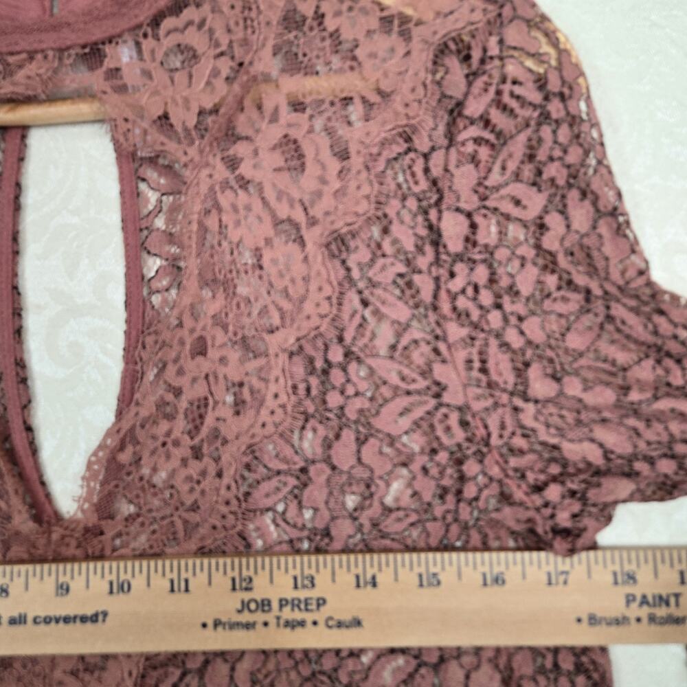 Free People Tell Tale Lace Tunic Dress M Rosy Coral Ethereal Fairycore Boho - Picture 13 of 16